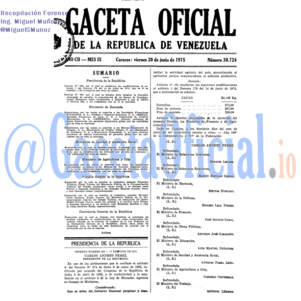 Gaceta Oficial 30724 del 20 Junio 1975