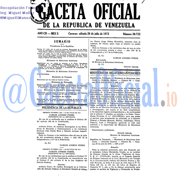 Gaceta Oficial 30752 del 26 Julio 1975