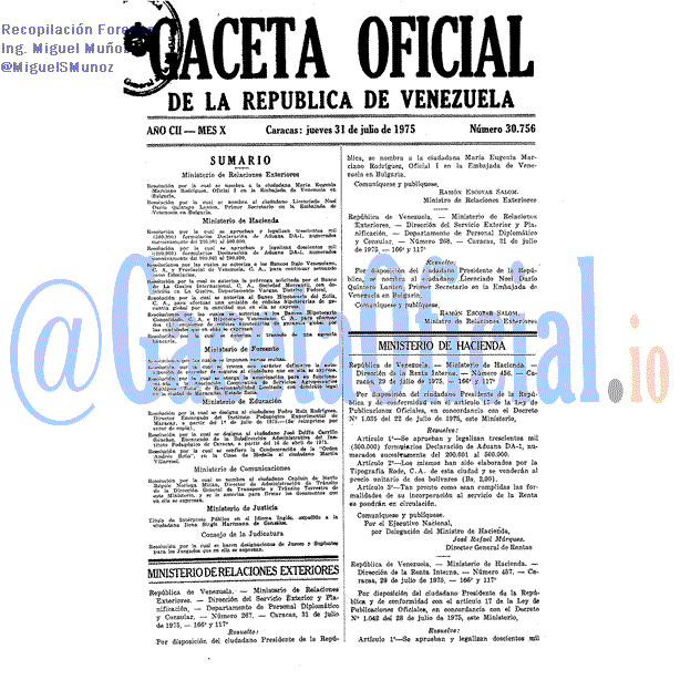 Gaceta Oficial 30756 del 31 Julio 1975