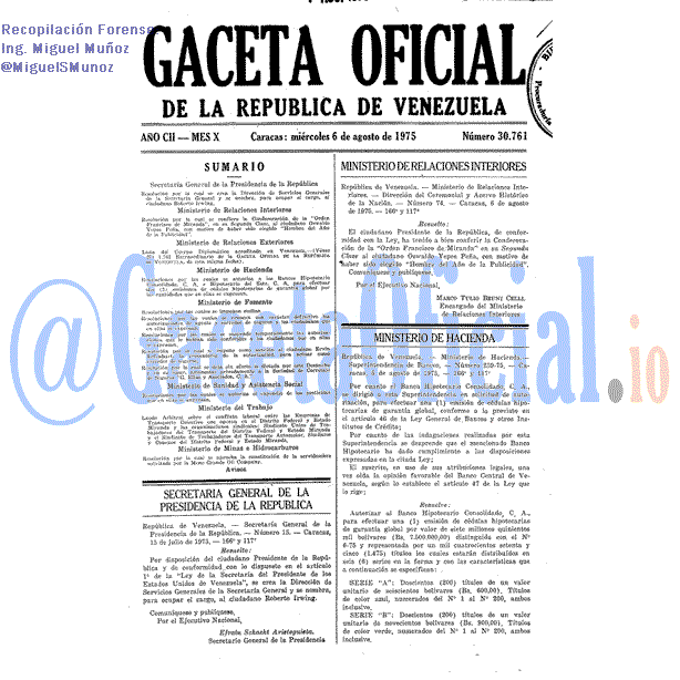 Gaceta Oficial 30761 del 6 Agosto 1975