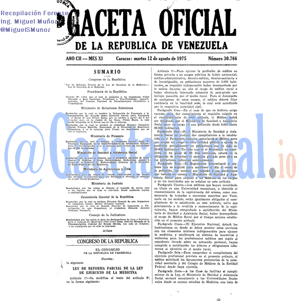 Gaceta Oficial 30766 del 12 Agosto 1975