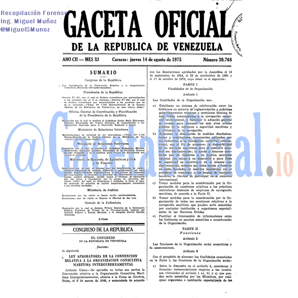 Gaceta Oficial 30768 del 14 Agosto 1975