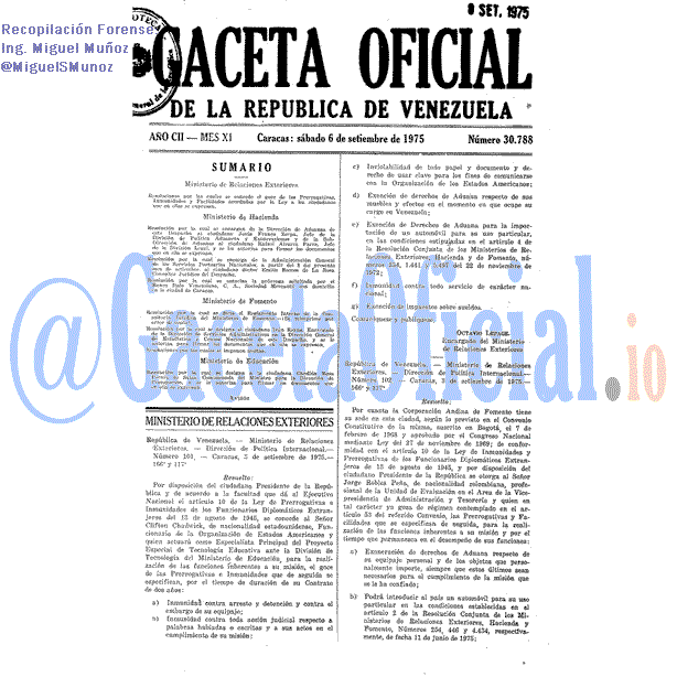 Gaceta Oficial 30788 del 6 Septiembre 1975