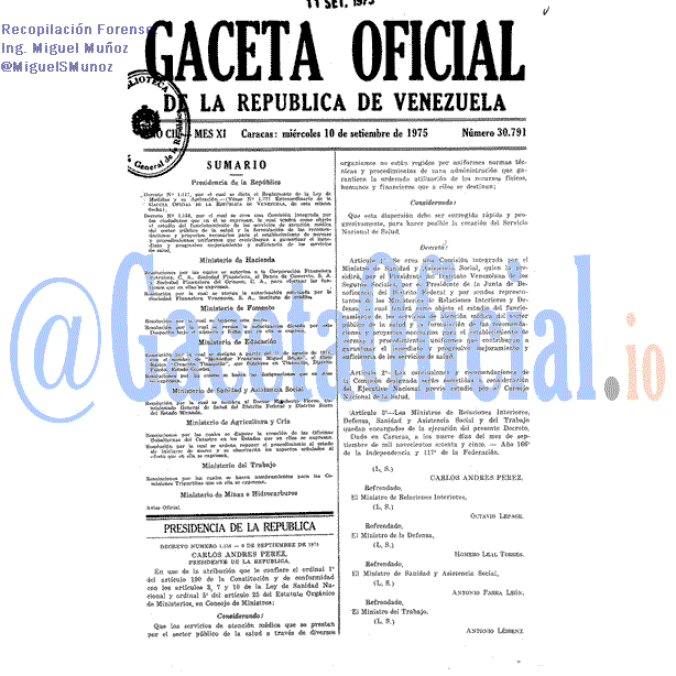 Gaceta Oficial 30791 del 10 Septiembre 1975