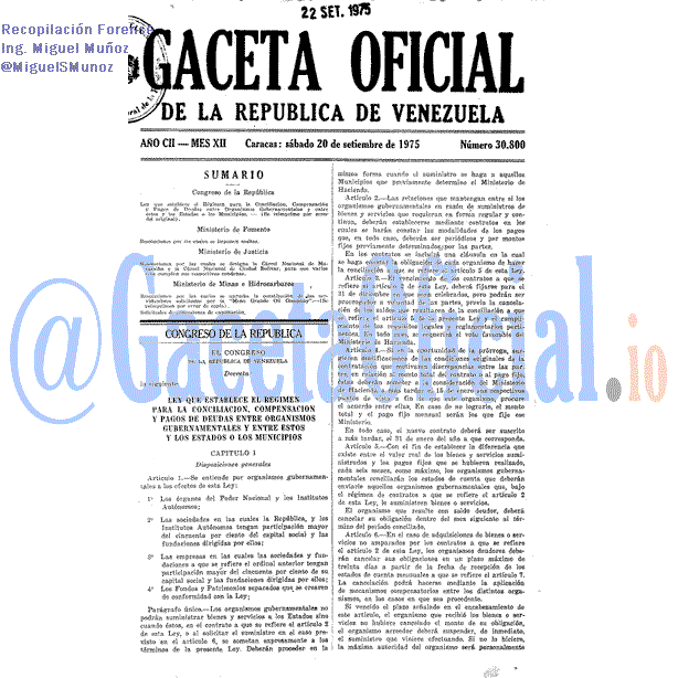 Gaceta Oficial 30800 del 20 Septiembre 1975