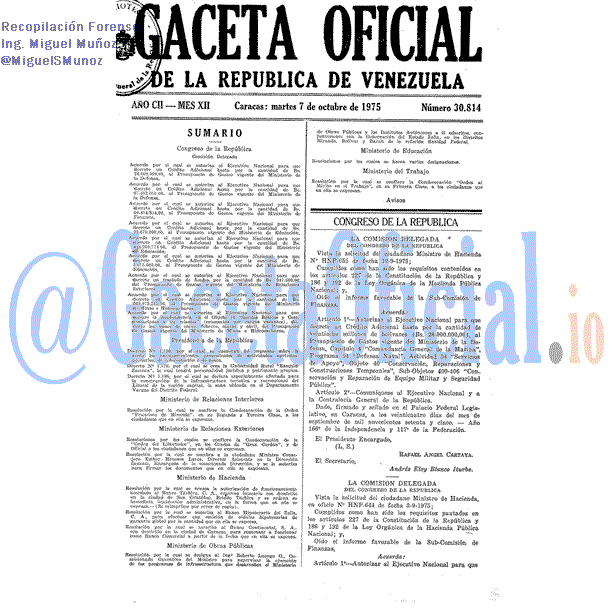 Gaceta Oficial 30814 del 7 Octubre 1975