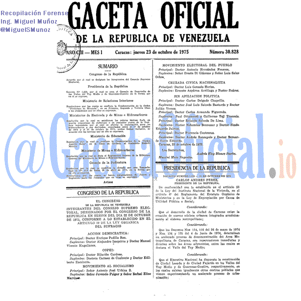 Gaceta Oficial 30828 del 23 Octubre 1975