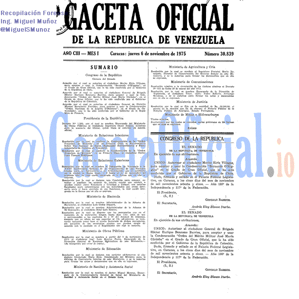 Gaceta Oficial 30839 del 6 Noviembre 1975