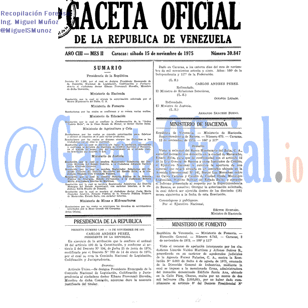 Gaceta Oficial 30847 del 15 Noviembre 1975
