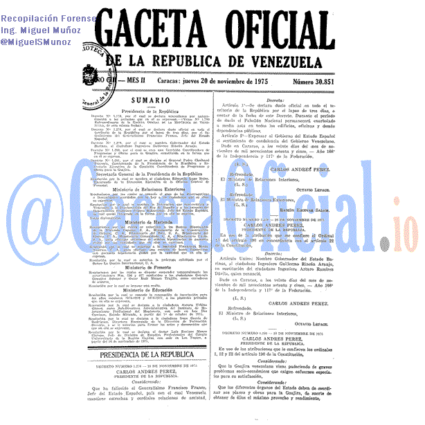 Gaceta Oficial 30851 del 20 Noviembre 1975