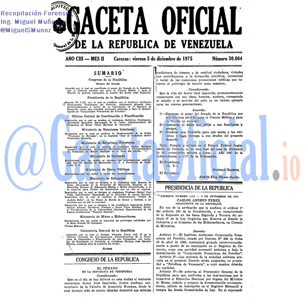 Gaceta Oficial 30864 del 5 Diciembre 1975