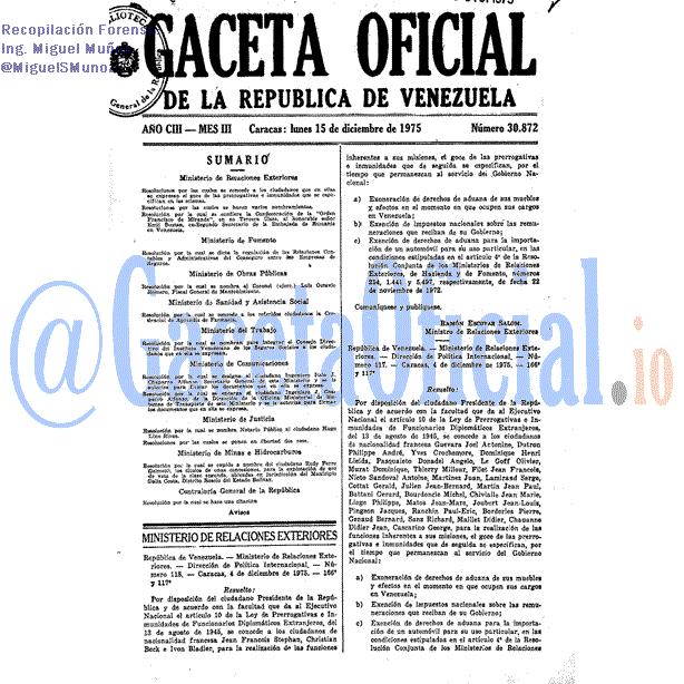 Gaceta Oficial 30872 del 15 Diciembre 1975
