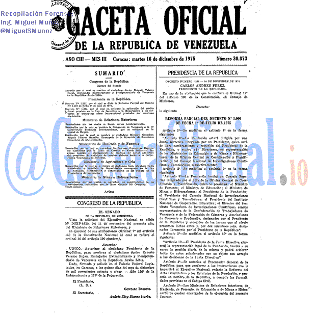 Gaceta Oficial 30873 del 16 Diciembre 1975