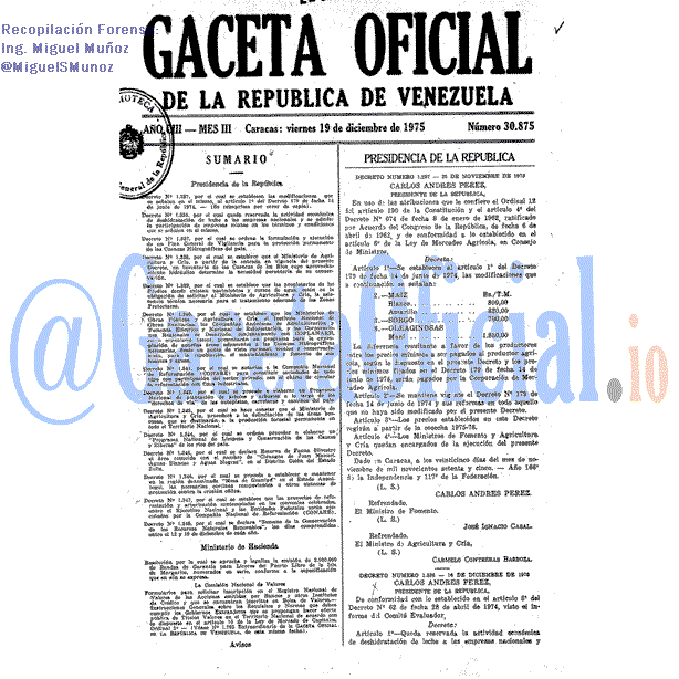 Gaceta Oficial 30875 del 19 Diciembre 1975