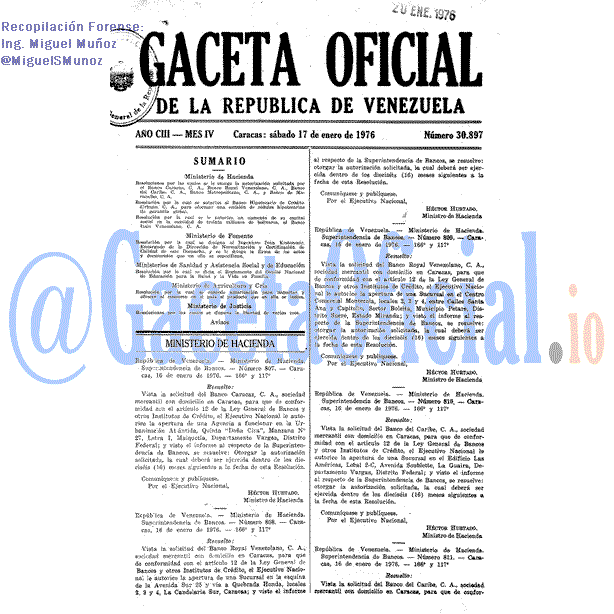 Gaceta Oficial 30897 del 17 Enero 1976