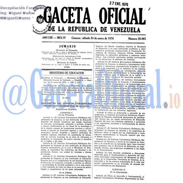 Gaceta Oficial 30903 del 24 Enero 1976