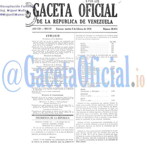 Gaceta Oficial 30911 del 3 Febrero 1976