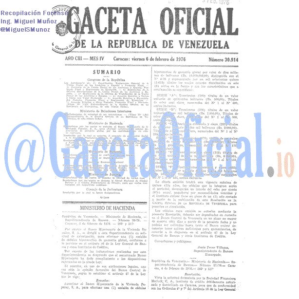 Gaceta Oficial 30914 del 6 Febrero 1976