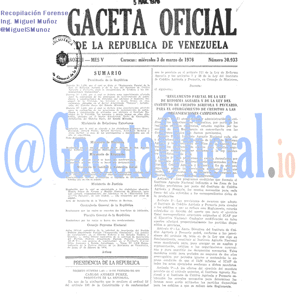 Gaceta Oficial 30933 del 3 Marzo 1976