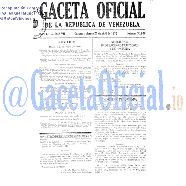 Gaceta Oficial 30966 del 23 Abril 1976