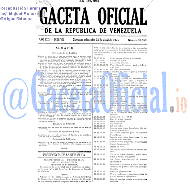 Gaceta Oficial 30969 del 28 Abril 1976