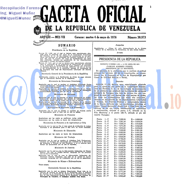 Gaceta Oficial 30973 del 4 Mayo 1976