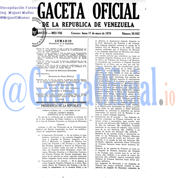Gaceta Oficial 30982 del 17 Mayo 1976