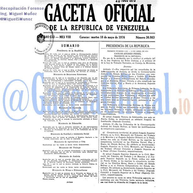 Gaceta Oficial 30983 del 18 Mayo 1976