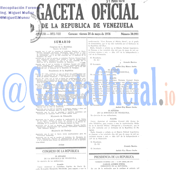 Gaceta Oficial 30991 del 28 Mayo 1976