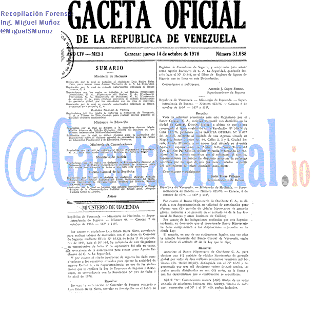 Gaceta Oficial 31088 del 14 Octubre 1976