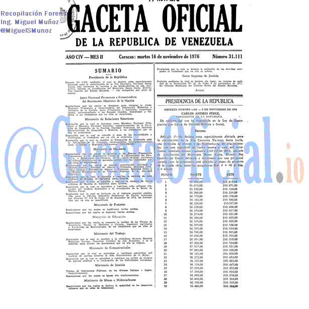 Gaceta Oficial 31111 del 16 Noviembre 1976