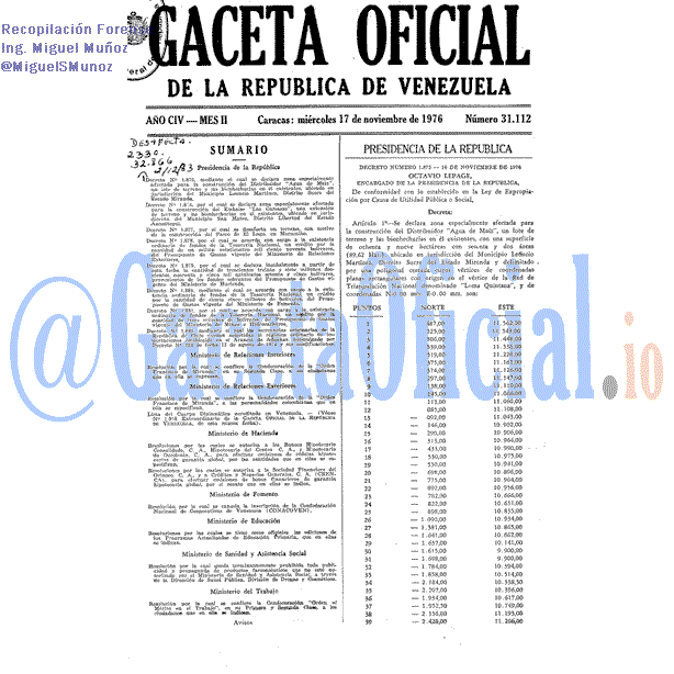Gaceta Oficial 31112 del 17 Noviembre 1976