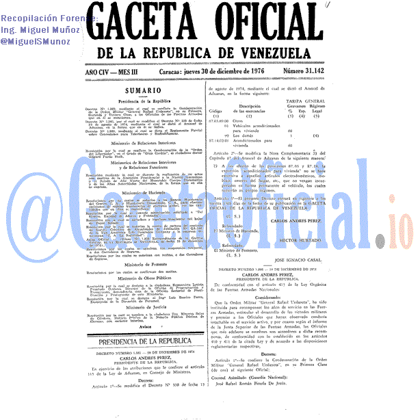 Gaceta Oficial 31142 del 30 Diciembre 1976