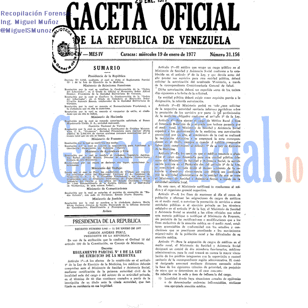 Gaceta Oficial 31156 del 19 Enero 1977