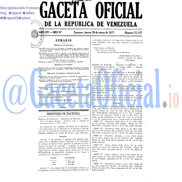 Gaceta Oficial 31157 del 20 Enero 1977