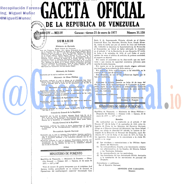 Gaceta Oficial 31158 del 21 Enero 1977