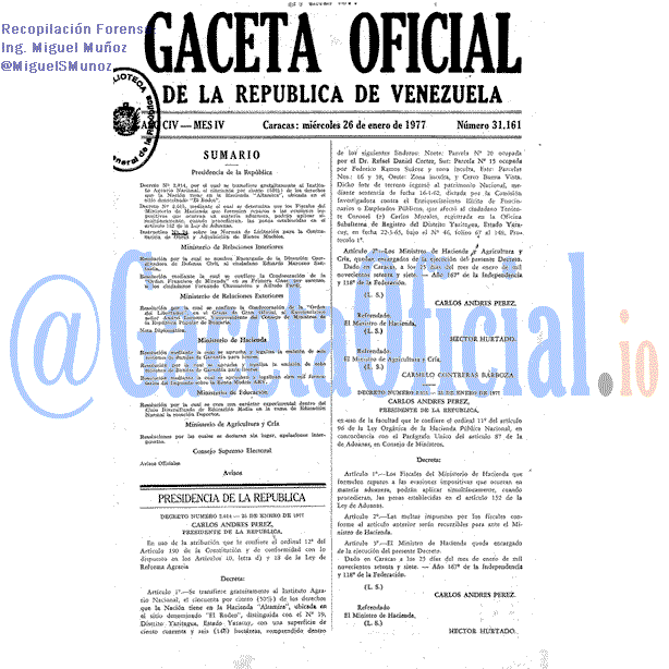 Gaceta Oficial 31161 del 26 Enero 1977