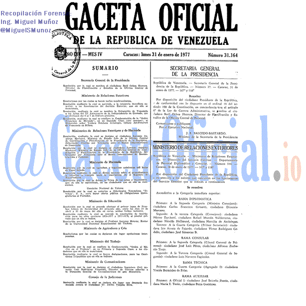 Gaceta Oficial 31164 del 31 Enero 1977