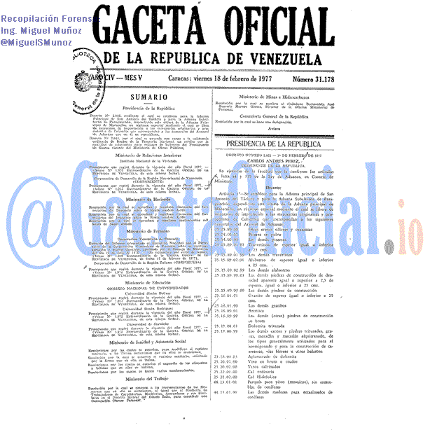 Gaceta Oficial 31178 del 18 Febrero 1977