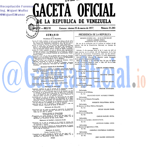 Gaceta Oficial 31203 del 25 Marzo 1977