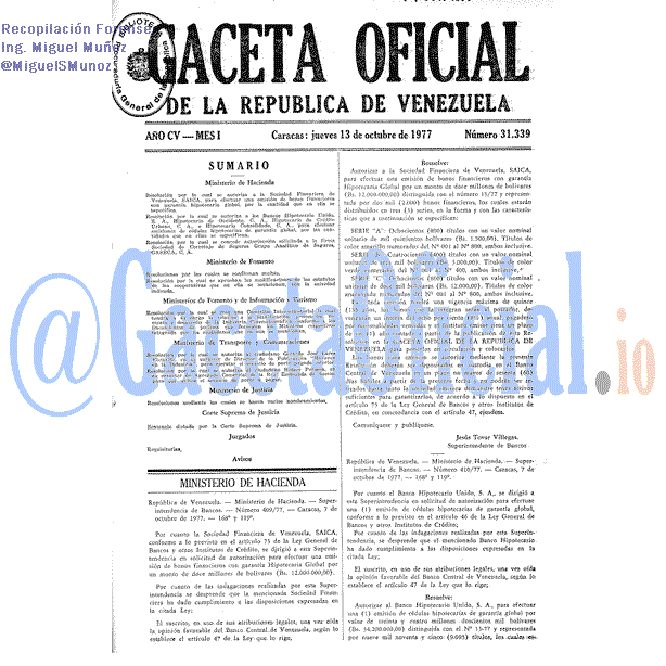 Gaceta Oficial 31339 del 13 Octubre 1977