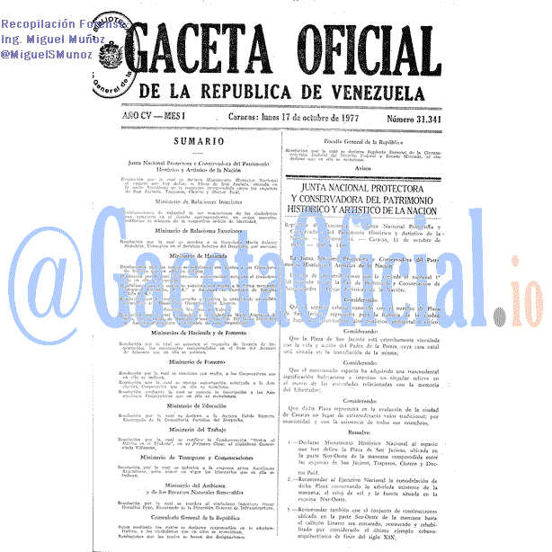 Gaceta Oficial 31341 del 17 Octubre 1977