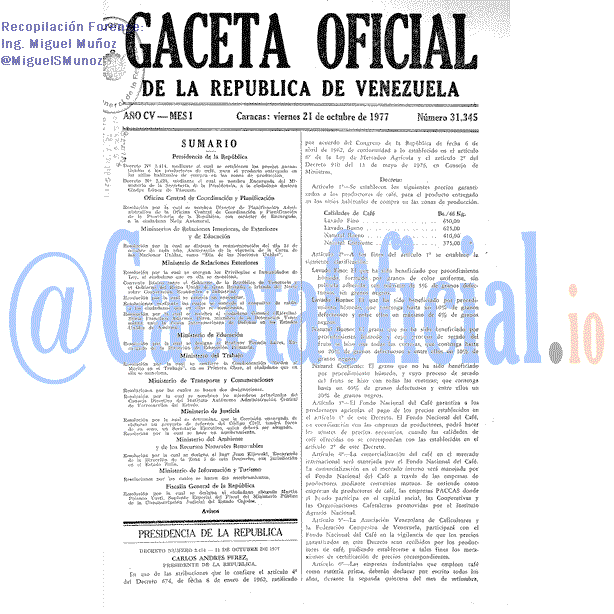Gaceta Oficial 31345 del 21 Octubre 1977