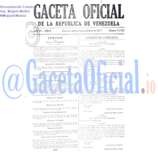 Gaceta Oficial 31353 del 3 Noviembre 1977