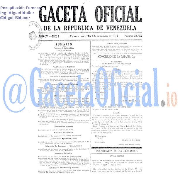 Gaceta Oficial 31357 del 9 Noviembre 1977