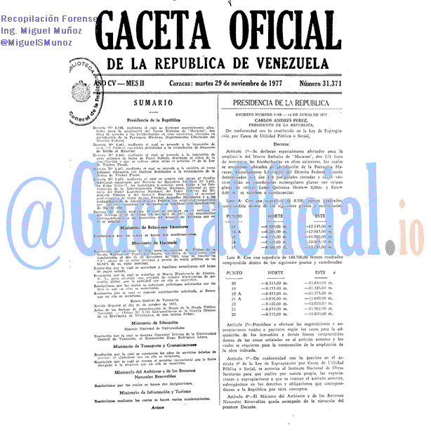 Gaceta Oficial 31371 del 29 Noviembre 1977