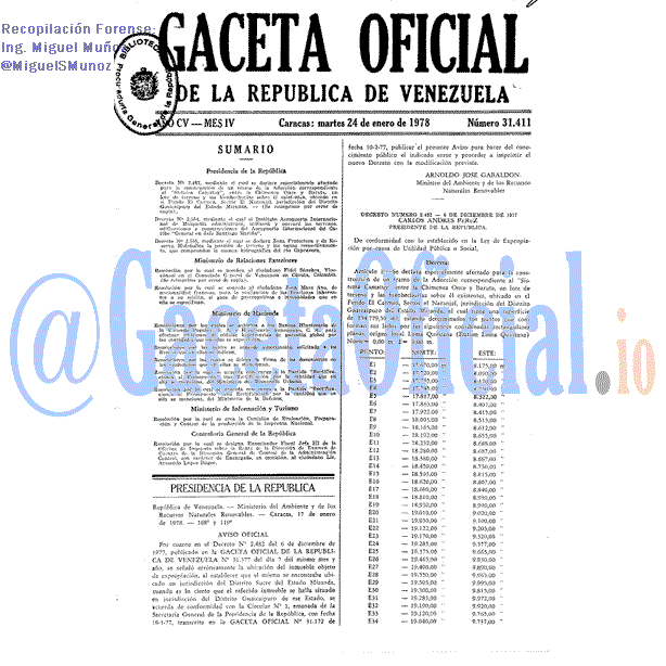 Gaceta Oficial 31411 del 24 Enero 1978