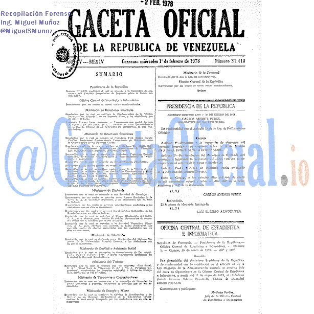 Gaceta Oficial 31418 del 1 Febrero 1978