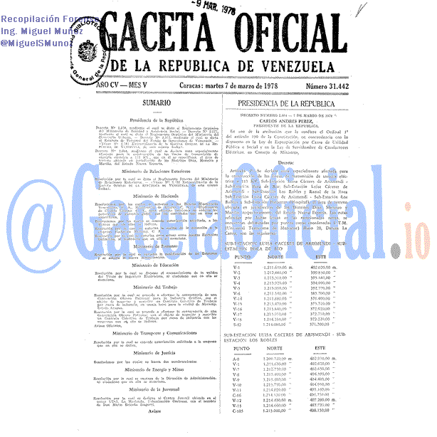Gaceta Oficial 31442 del 7 Marzo 1978