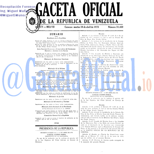 Gaceta Oficial 31469 del 18 Abril 1978